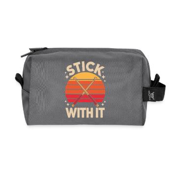 Stick With It Drummer Saying Retro - Recycled Toiletry Zip Bag - anthracite - Front