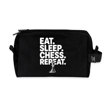 Eat. Sleep. Chess. Repeat. - Recycled Toiletry Zip Bag - black - Front
