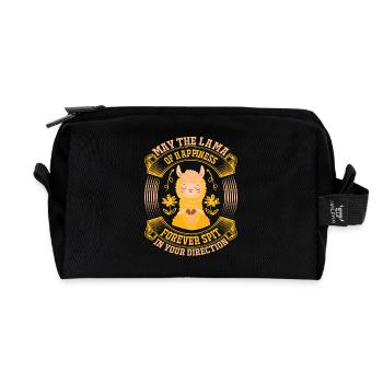 Lama cracha le bonheur - Trousse de toilette en tissu recyclé - noir - Devant