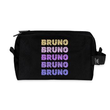 Bruno Repeated Pastel Letters - Recycelte Kulturtasche - Schwarz - Vorne