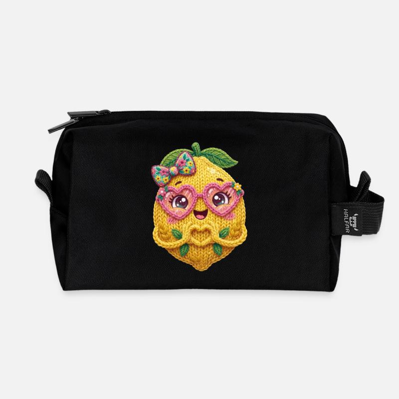Zitrone Herzhände - Recycelte Kulturtasche - Schwarz