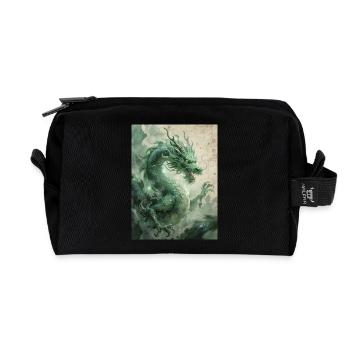 The Ruler of the East: The Azure Dragon (Qinglong) - Recycled Toiletry Zip Bag - black - Front