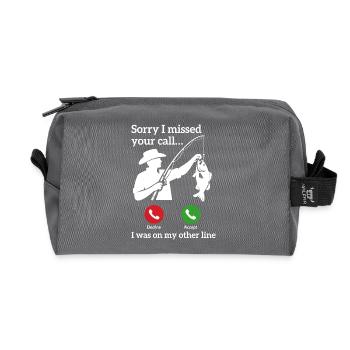 Angeln Ruft Retro Vintage Angler Spruch Design - Recycelte Kulturtasche - Anthrazit - Vorne