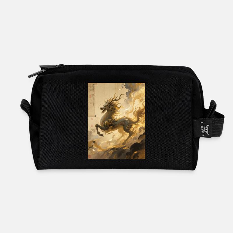 Jade Dawn: Qilin – Sacred Omen - Recycled Toiletry Zip Bag - black