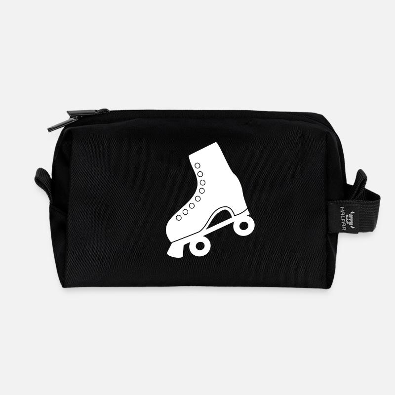 roller skate - Recycled Toiletry Zip Bag - black