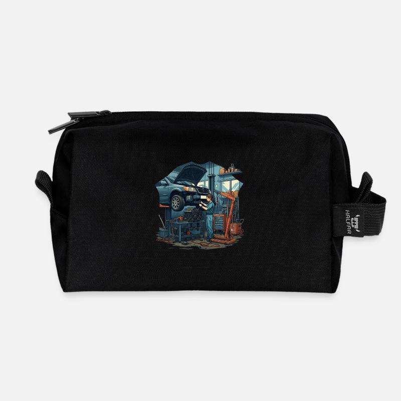 Werkstattalltag - Recycelte Kulturtasche - Schwarz