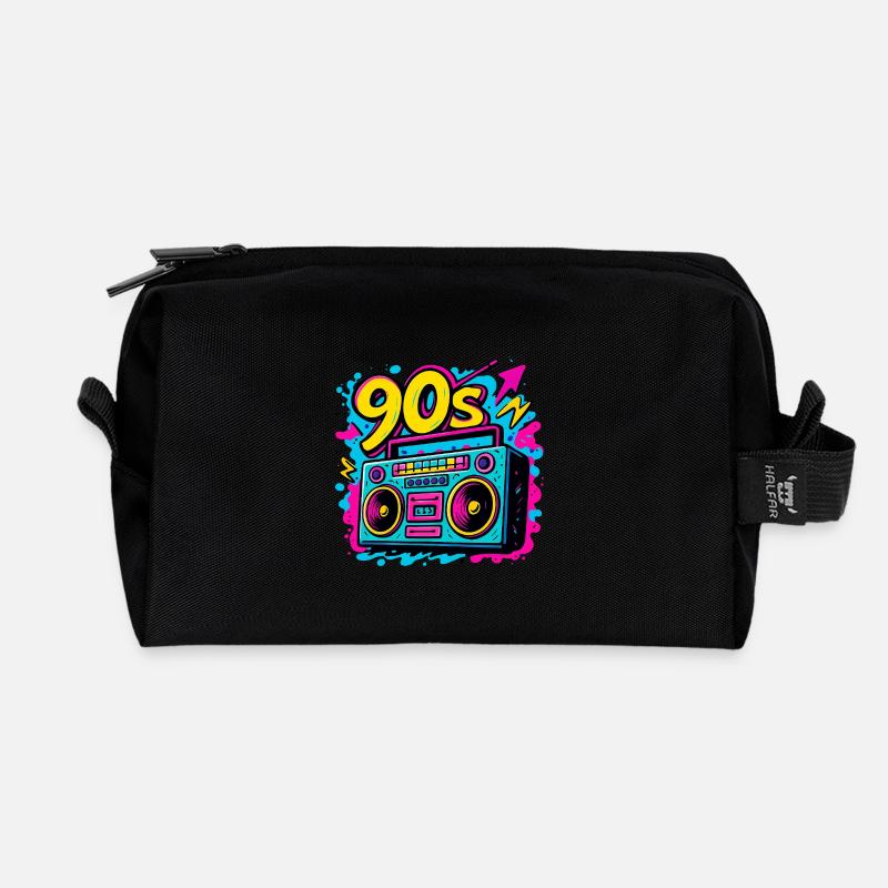 Boombox der 90er - Recycelte Kulturtasche - Schwarz