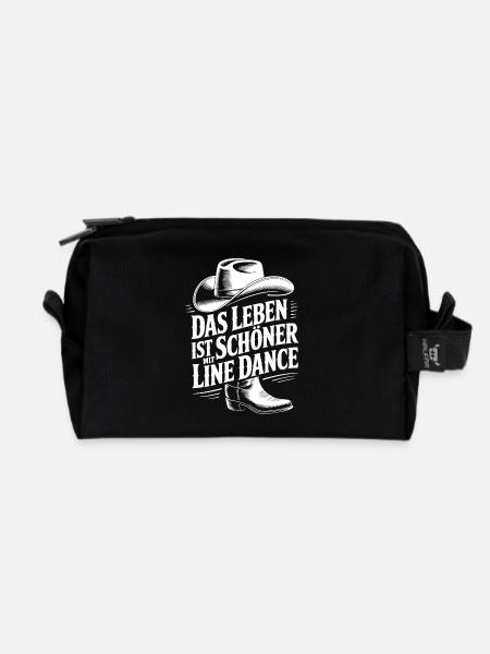 Das Leben ist schöner mit Line Dance - Recycelte Kulturtasche - Schwarz