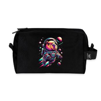 Capybaras Mignon Capybara Astronaute - Trousse de toilette en tissu recyclé - noir - Devant