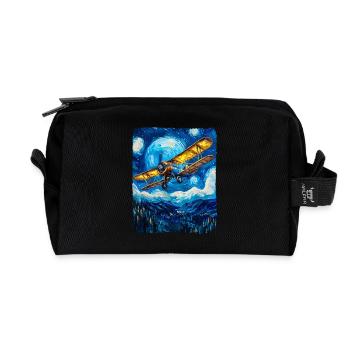 Aviation Pilote Vintage Avion - Trousse de toilette en tissu recyclé - noir - Devant
