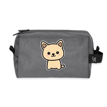 Cuddly Dog Kawaii Illustration - Recycled Toiletry Zip Bag - anthracite - Front
