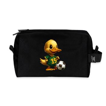 Football Duckling - Recycled Toiletry Zip Bag - black - Front