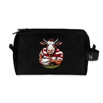 Joueur de rugby Vache - Trousse de toilette en tissu recyclé - noir - Devant