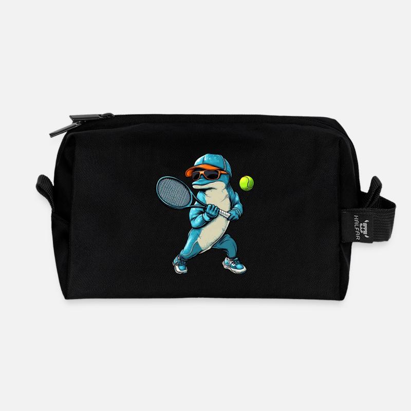 Dolphins Tennis - Recycled Toiletry Zip Bag - black