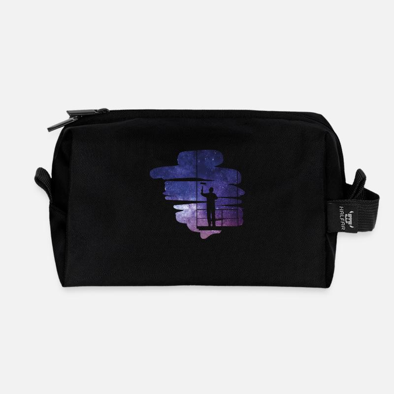 Galaxies painter gift - Recycled Toiletry Zip Bag - black