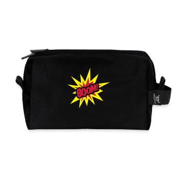 boom___f3 - Recycled Toiletry Zip Bag - black - Front