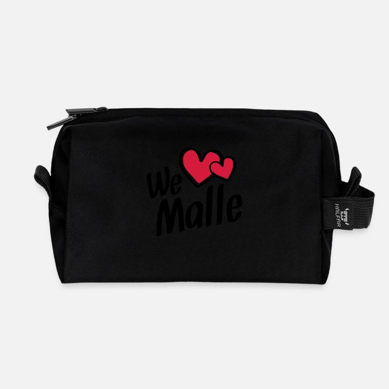 we love malle hearts - Recycelte Kulturtasche - Schwarz