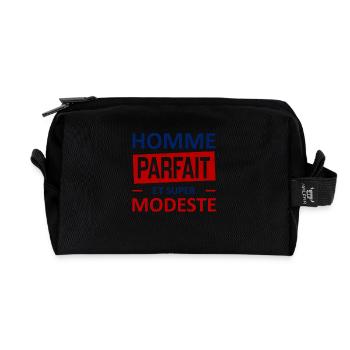 homme parfait et super modeste - Recycled Toiletry Zip Bag - black - Front