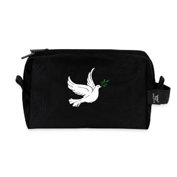Weiße Taube, Friedenstaube, Frieden, Liebe - Recycelte Kulturtasche - Schwarz - Vorne