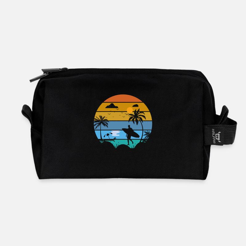 Summer Beach Sunset - Recycled Toiletry Zip Bag - black
