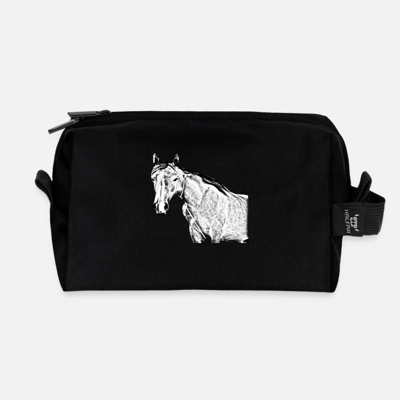 Pferd - Recycelte Kulturtasche - Schwarz