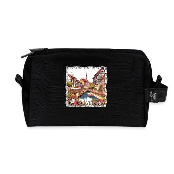 Colmar, France, Vieille ville, Style Grunge - Trousse de toilette en tissu recyclé - noir - Devant