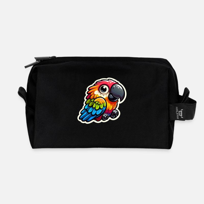 Papagei - Recycelte Kulturtasche - Schwarz