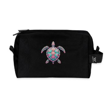 Tortue de mer colorée - Trousse de toilette en tissu recyclé - noir - Devant