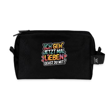 Ich gehe jetzt mal lieben - positiv denken - Recycelte Kulturtasche - Schwarz - Vorne