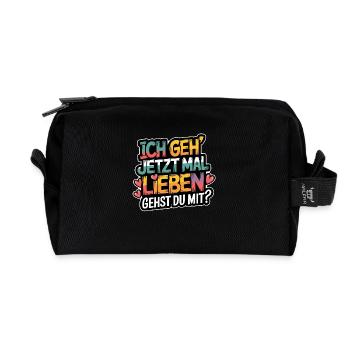 Ich gehe jetzt mal lieben - positiv denken - Recycelte Kulturtasche - Schwarz - Vorne