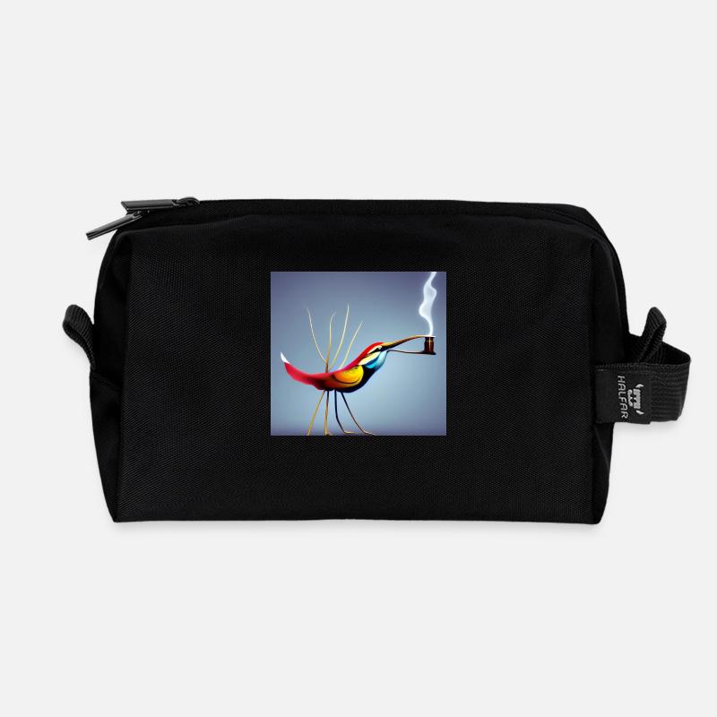 Autiactis Art - Kaffeevogel - Recycelte Kulturtasche - Schwarz