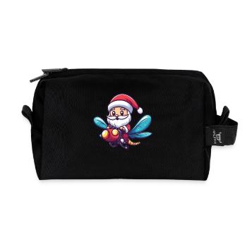 Libelle Weihnachtsmann Cartoon - Recycelte Kulturtasche - Schwarz - Vorne