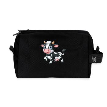 Cow happy - Recycled Toiletry Zip Bag - black - Front