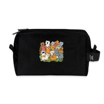 Lots of happy cats - Recycled Toiletry Zip Bag - black - Front