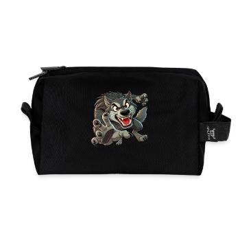 Wolf attacks - Recycled Toiletry Zip Bag - black - Front