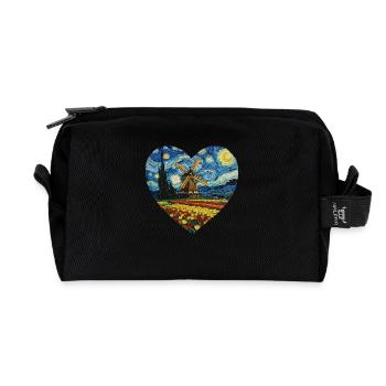 Holland art Windmill and Tulips VG - Recycled Toiletry Zip Bag - black - Front