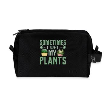 Sometimes I Wet My Plants Gardening Botanical - Recycled Toiletry Zip Bag - black - Front