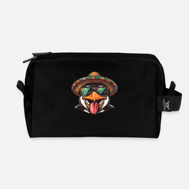 Pinguin Comic Lustig Sombrero - Recycelte Kulturtasche - Schwarz