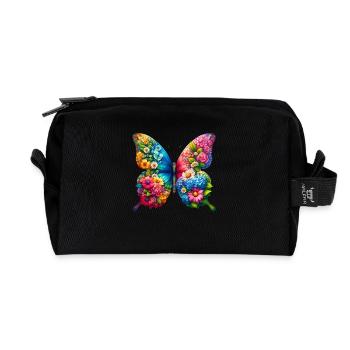 Bunter Schmetterling, von der Natur inspirierte Sommerstimmungen - Recycelte Kulturtasche - Schwarz - Vorne