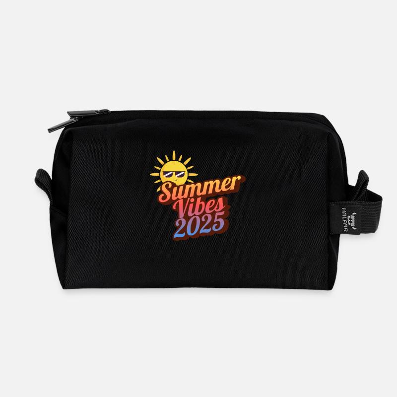 Summer Vibes 2025 sunny - Recycelte Kulturtasche - Schwarz