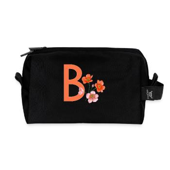 B mit Blumen - Recycelte Kulturtasche - Schwarz - Vorne