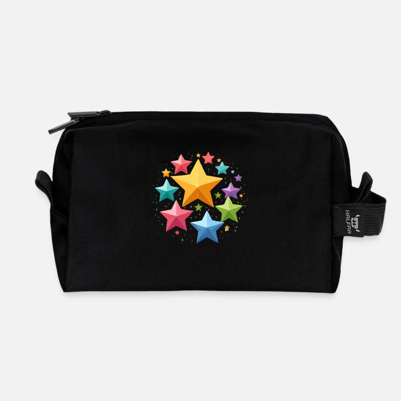 bunte sterne, glitzern,sterne,stern - Recycelte Kulturtasche - Schwarz