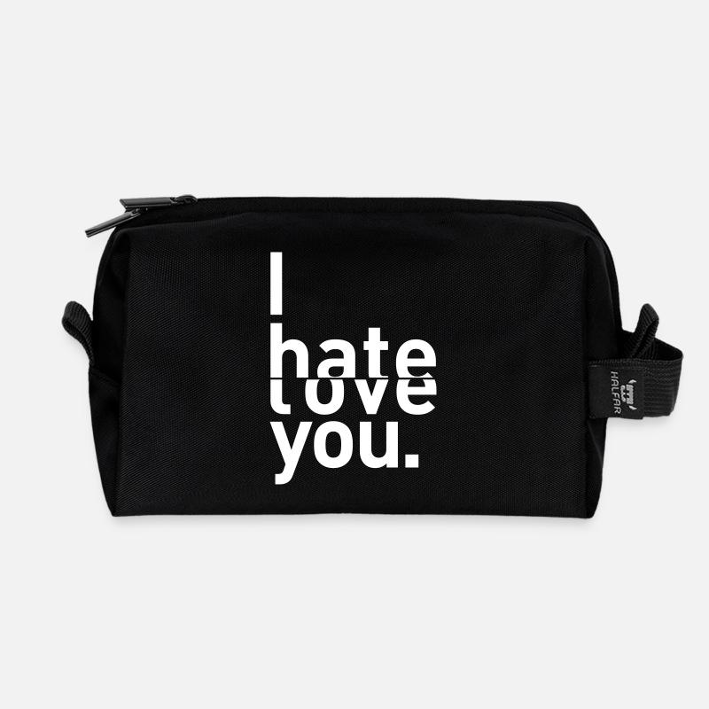 i hate love you I hate you love - Recycled Toiletry Zip Bag - black