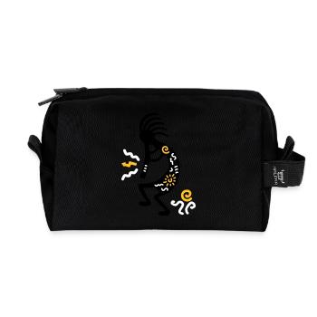 kokopelli carving american - Recycled Toiletry Zip Bag - black - Front