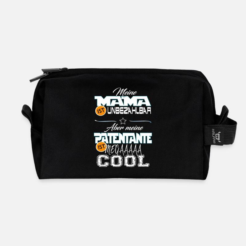 Patentante mega cool - Recycelte Kulturtasche - Schwarz