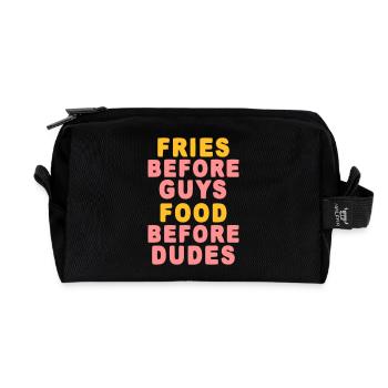 Fritten für Jungs lustige Sprüche - Recycelte Kulturtasche - Schwarz - Vorne