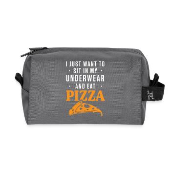 Installez-vous dans mes sous-vêtements et manger de la pizza - Trousse de toilette en tissu recyclé - anthracite - Devant