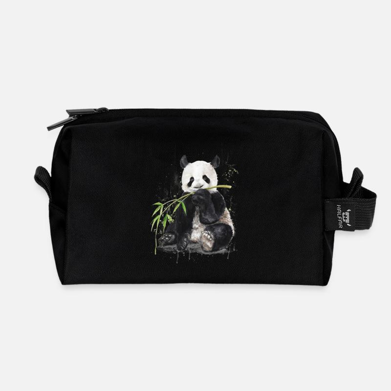 Panda - Recycelte Kulturtasche - Schwarz