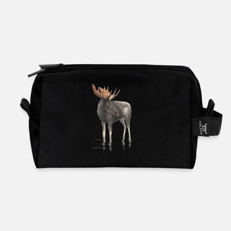 Elch - Recycelte Kulturtasche - Schwarz