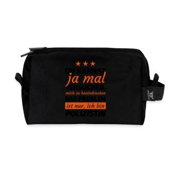 Polizistin - Recycelte Kulturtasche - Schwarz - Vorne